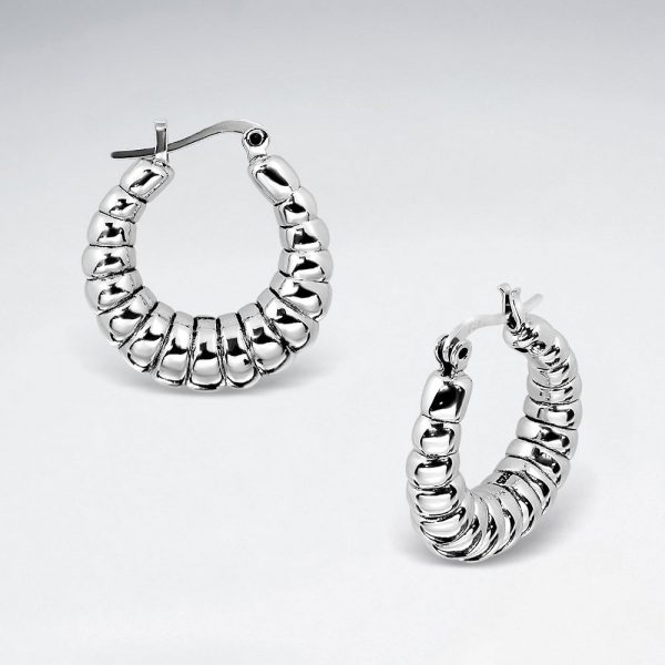 Boucles Oreilles Argent Contour Côtelé