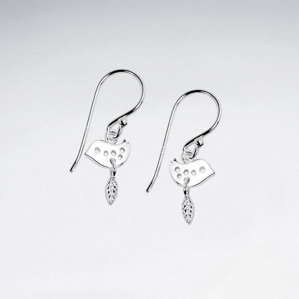 Boucles oreilles Colombe En Argent Massif Avec Des Branches olivier SE1984
