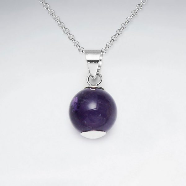 12 mm round amethyst silver pendant p2144 7786 zoom