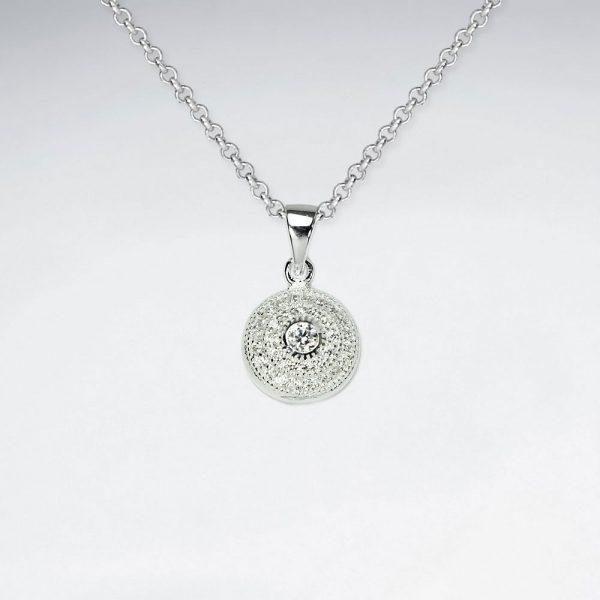 Pendentif Argent 925 Zircon Ronde