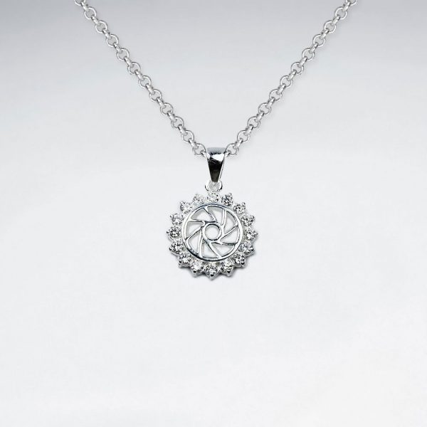 Pendentif Argent Cercle Spirale Soleil