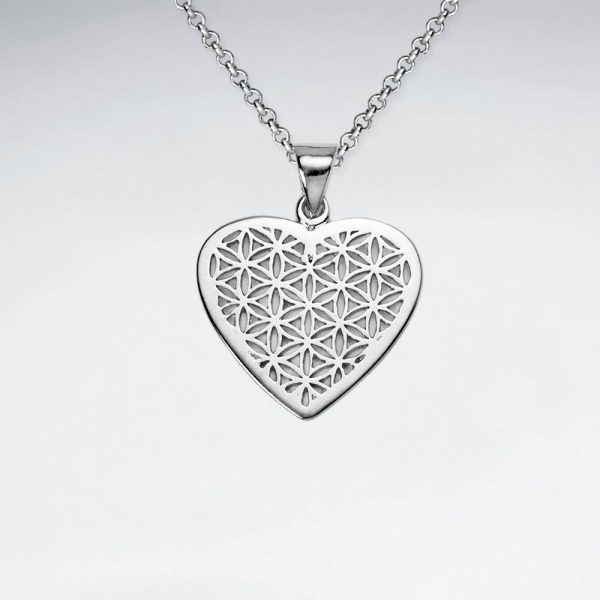 Pendentif Argent Coeur Fleur de Vie