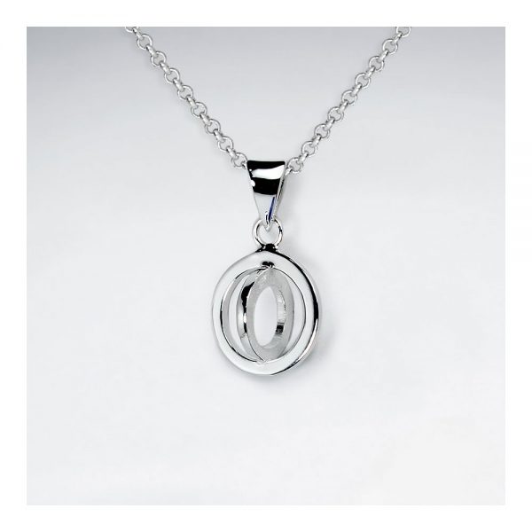 Pendentif Argent Double Cercle Argent Croise