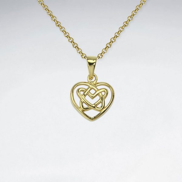 Pendentif Coeur Nouée en Argent Plaqué Or