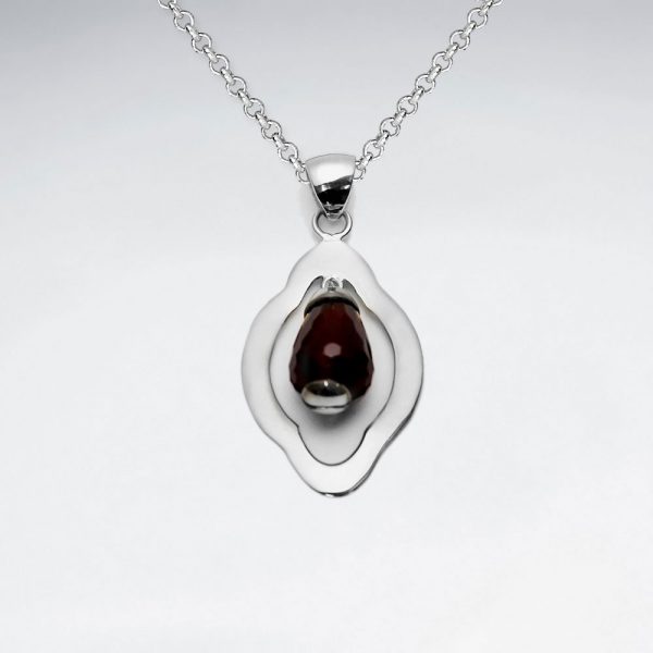 Pendentif Cornaline avec Cadre en Argent