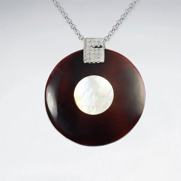 Pendentif Médaillon Nacre & Pierre