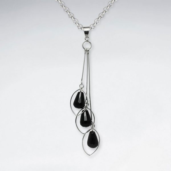 Pendentif Pierre Noire Facettes Boucle d'Argent
