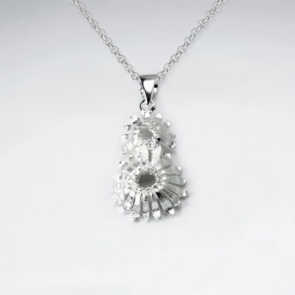 Pendentif en Argent Double Goutte Inspiré fleur