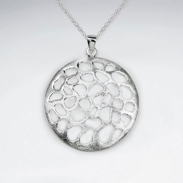 Pendentif en Argent Matte Gros Disque Filigrane