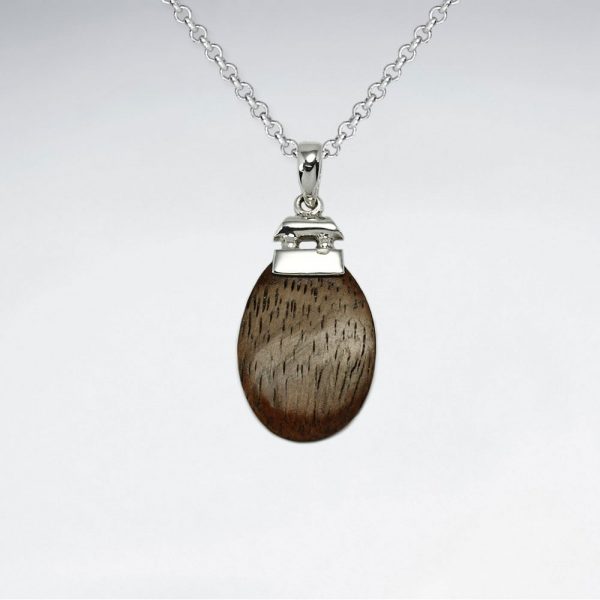 Pendentif en Bois Ovale marron