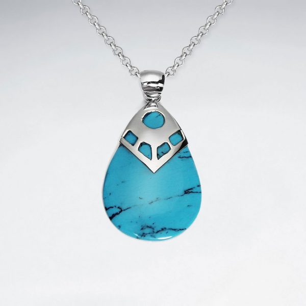 Pendentif en forme de goutte Howlite Blue Turquoise