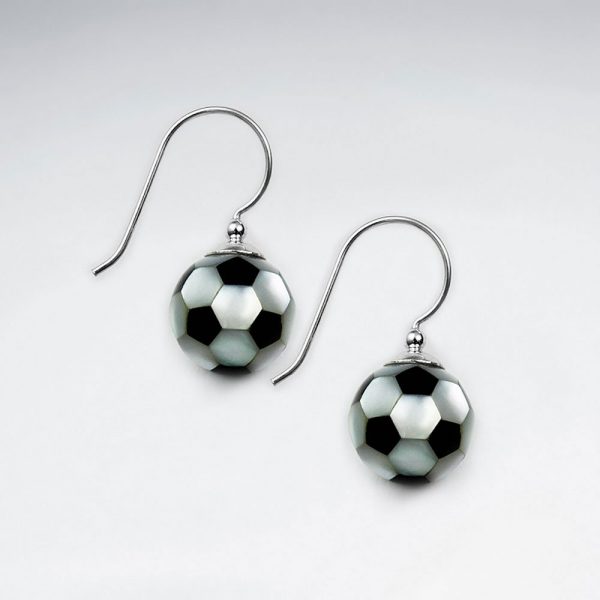 Boucle d'Oreille Ballon Football Nacre