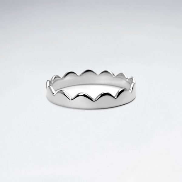 Bague Argent Couronne Contour en Vague 1