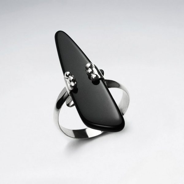 Bague Pierre Noire en Argent