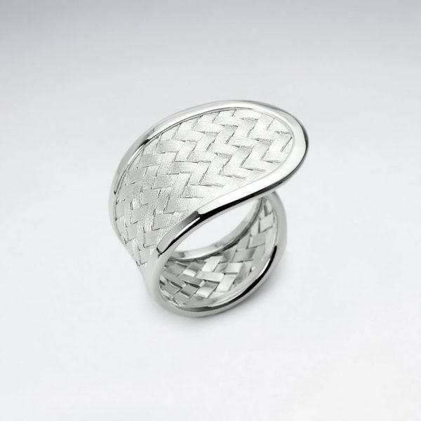 Bague en Argent Mat Texture Tressé