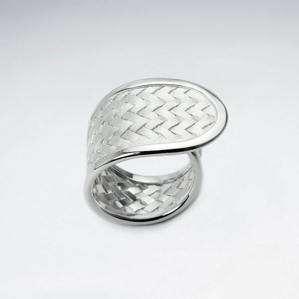 Bague en Argent Mat Texture Tressé 1