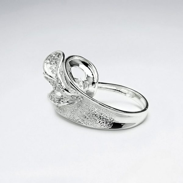 Bague en Argent Pétale Fleur Zircon Crystal 1