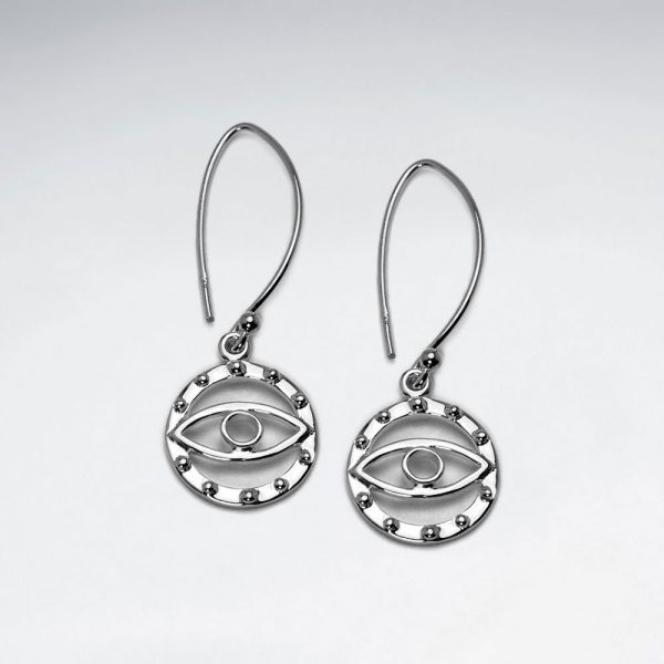 Boucles d'Oreille en Argent Oeil Illuminati Rhodium