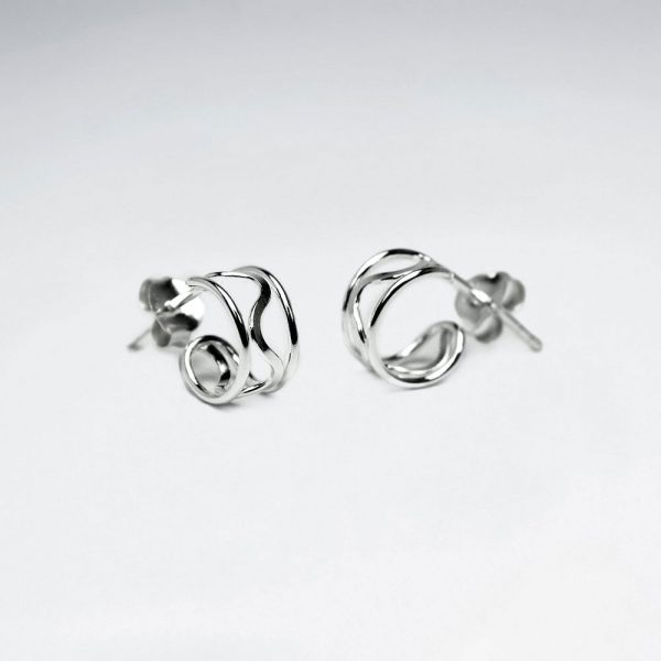 Boucles d'Oreilles 925 Demi Cercle Onduleux