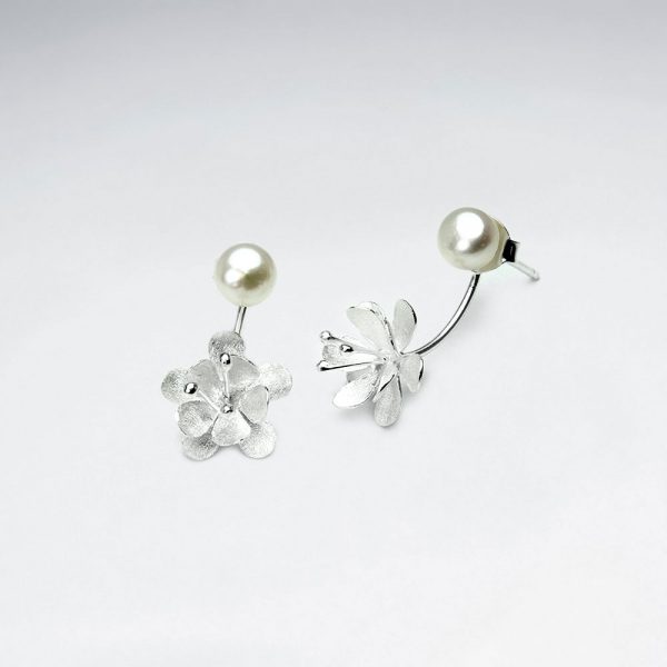 Boucles d'Oreilles Fleur Perle Culture