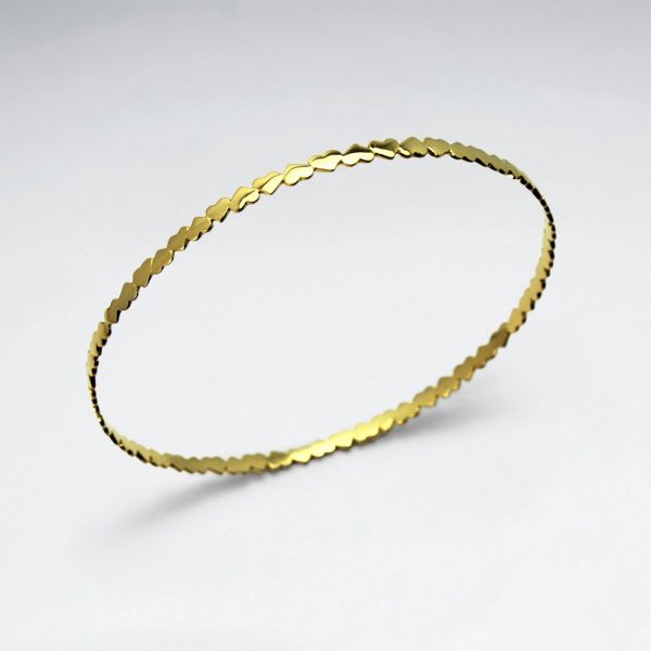 Bracelet Jonc Fin en Argent Motif Coeur Or
