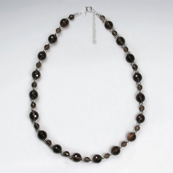 Collier Argent 925 et Perle Quartz Fumé