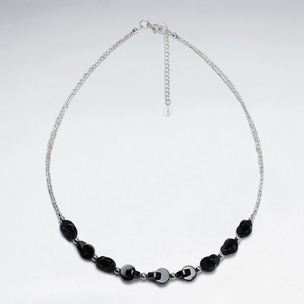 Collier Argent Pierre Noir