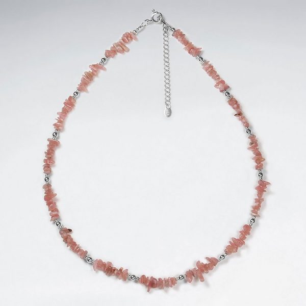 Collier Argent avec Perle de Rhodochrosite
