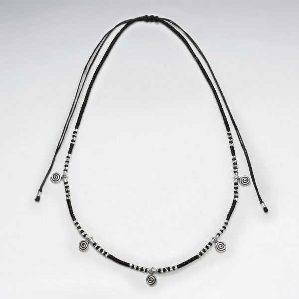 Collier Coton Macramé de qualité avec Perles Argent