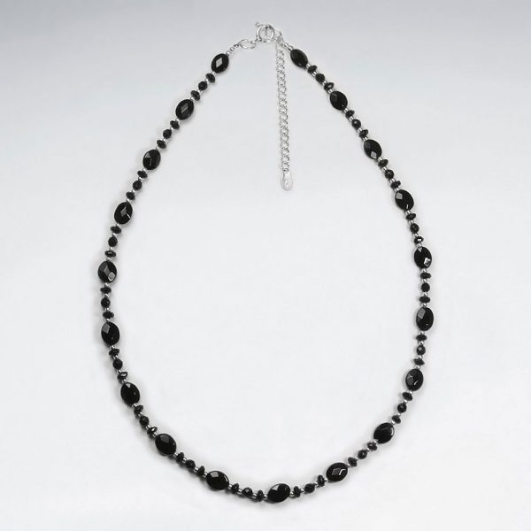 Collier Argent Massif et Pierre Noire