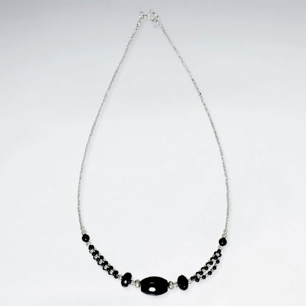 Collier Argent avec Pierre Noire Facettes