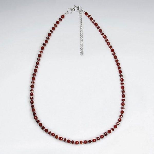 Collier en Argent de Perles Cornaline