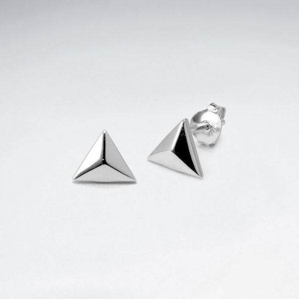 Puce d'Oreilles 3D Triangle en Argent 925