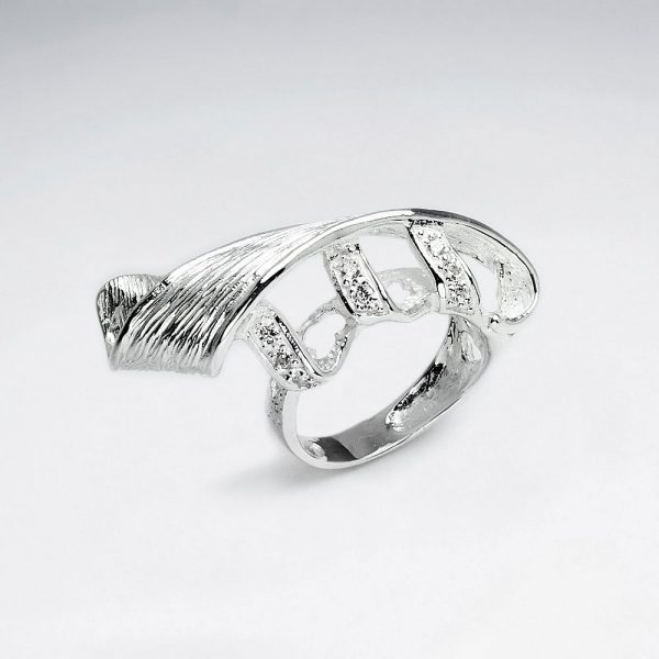 Élégant Bague Cocktail Argent & Zircon Cristal