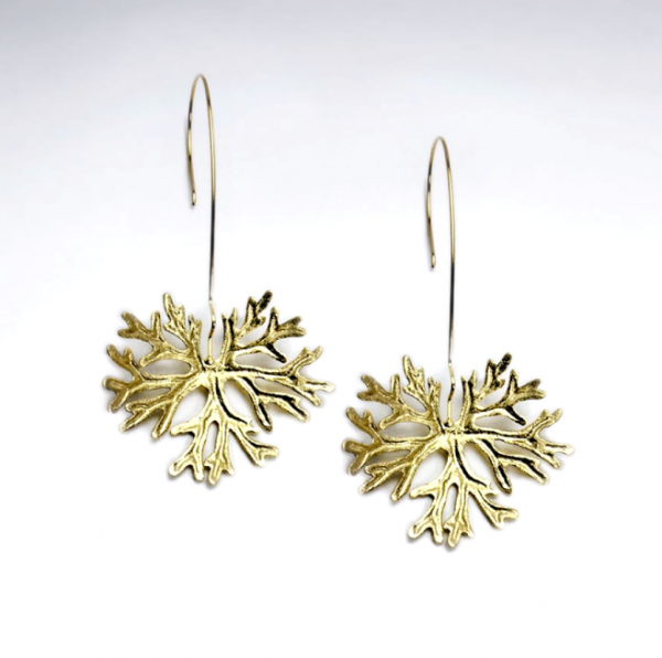 Boucles Oreilles Feuille Craquelé Plaqué Or