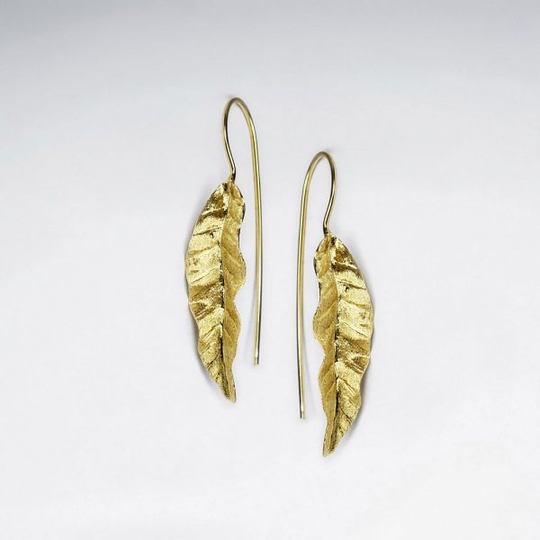 Boucles d'Oreilles Feuille d'Or