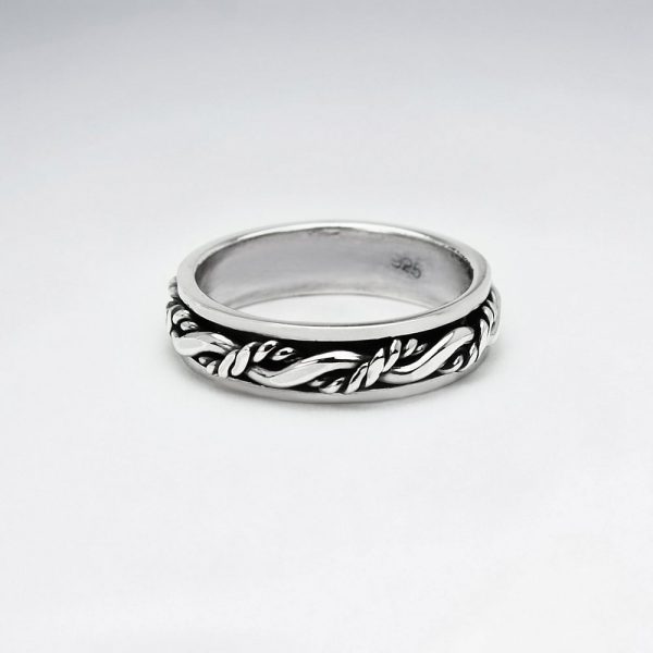 Bague en Argent Corde Torsadé Oxydé 1