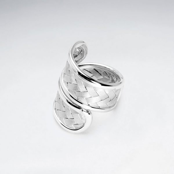 Bague en Argent Mat Texture Tressé Large 1