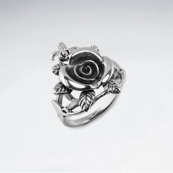 Bague Rose en argent Oxydé
