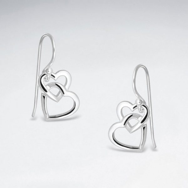 Boucles d'Oreilles Coeurs Entrelacés en Argent