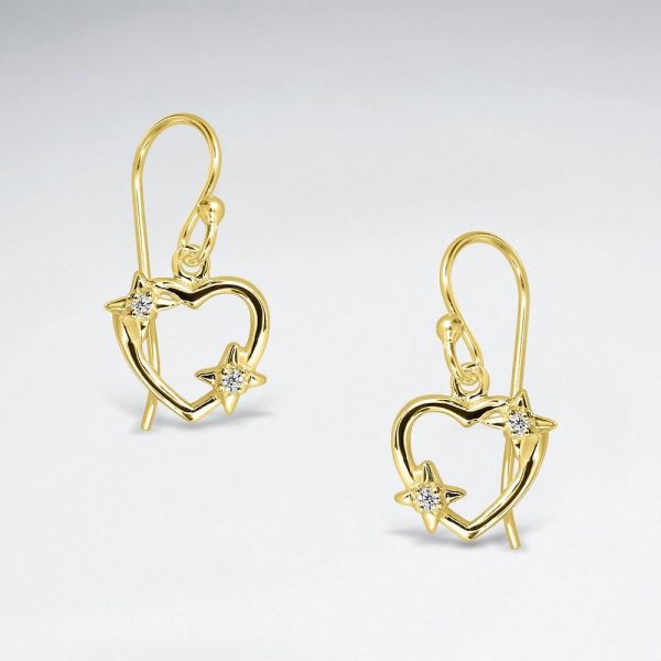 Boucles d'Oreilles Coeurs Ouvert Star en Argent