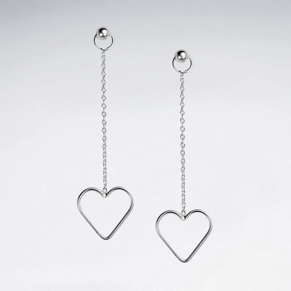 Boucles d'Oreilles Saint Valentin Pendante a Chaine et Coeur