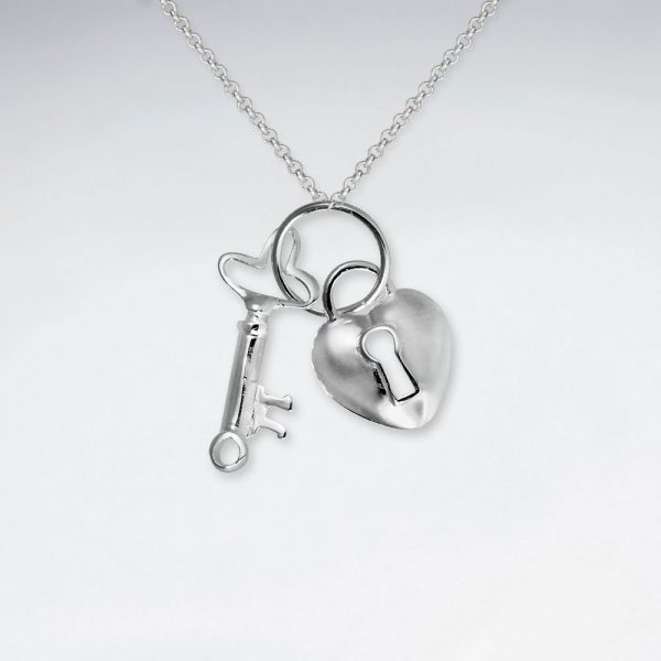Pendentif Cadenas et Clef en Argent Poli
