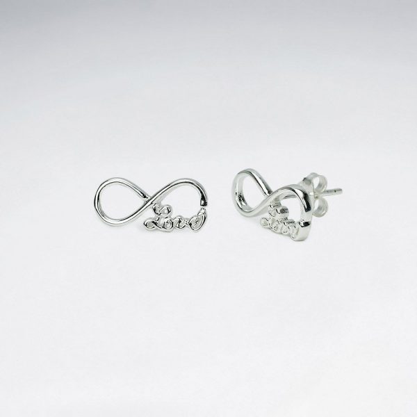 Puce d'Oreille LOVE Symbole Infini en Argent