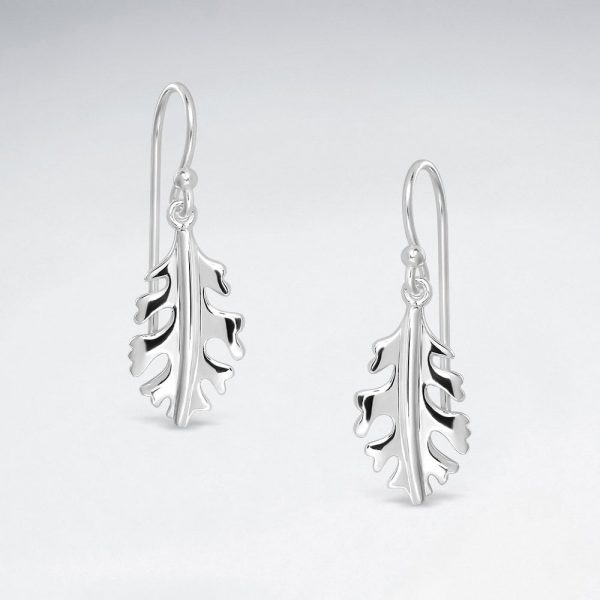 Boucles d'oreilles feuille de chêne en argent