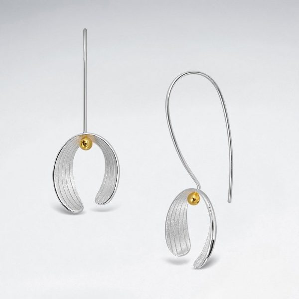 Boucles doreilles fleur de gui en argent sterling Or