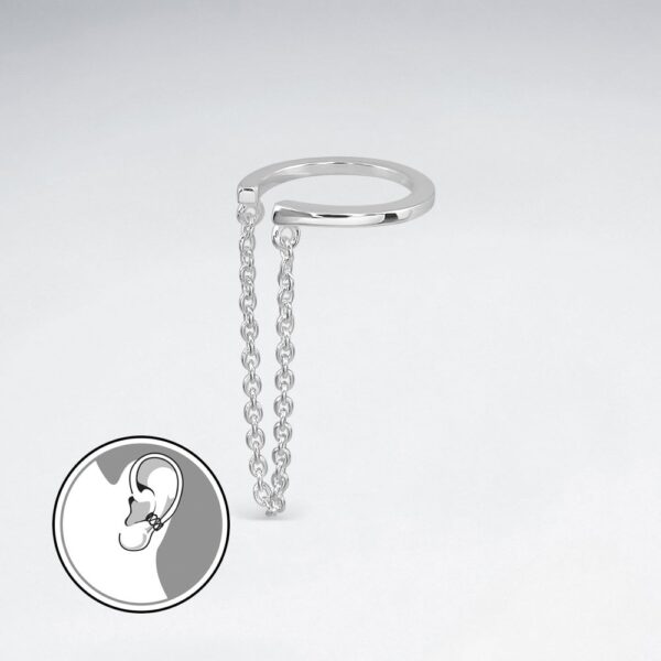 Bague d'Oreille Chaîne argent massif
