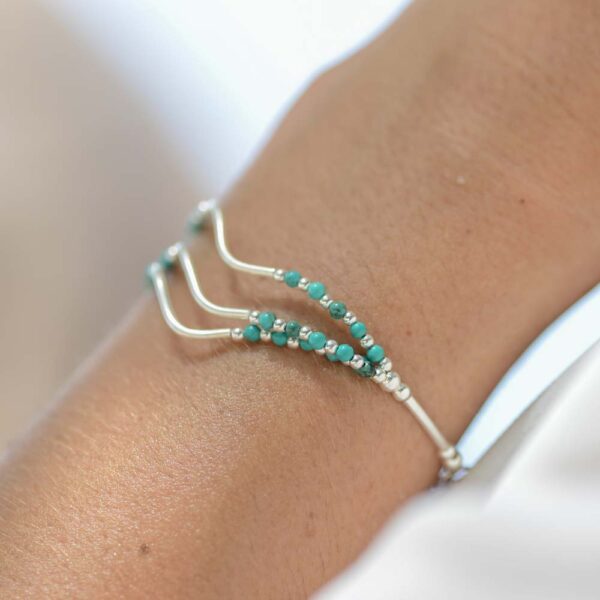 Bracelet Pierres Turquoise Tube Argent 5