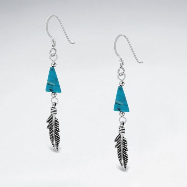 Boucles d'Oreilles Plume Turquoise Argent 925