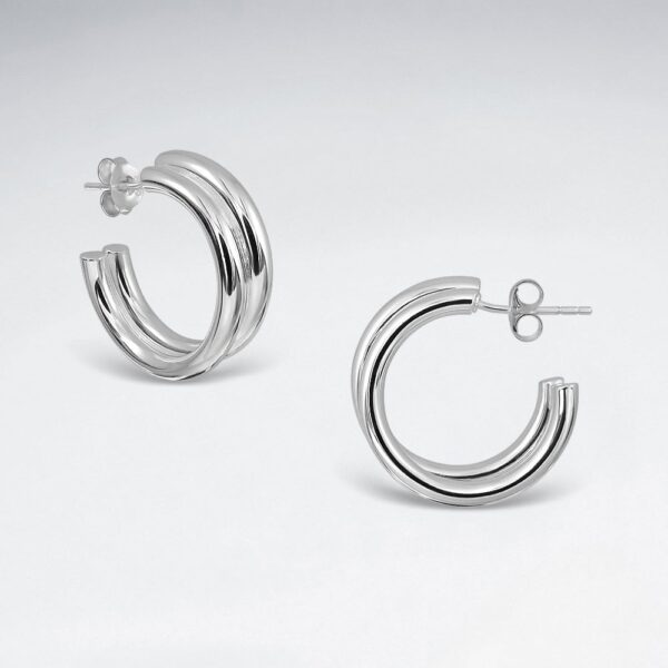 Boucles d'oreilles Créole Double Cercle Argent